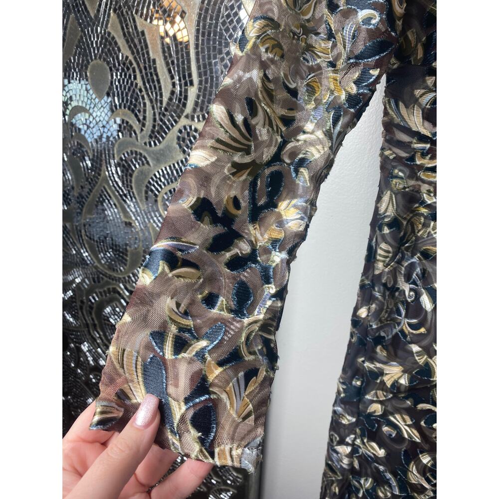 NWT TADASHI SHOJI DRESS GOWN MOTHER OF THE BRIDE FORMAL EVENING BURNOUT VELVET - Picture 9 of 16
